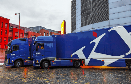 blue trucks parked outside of venue in nottingham